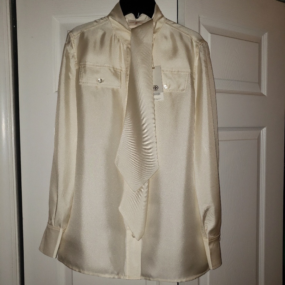 Tory Burch cream silk blouse